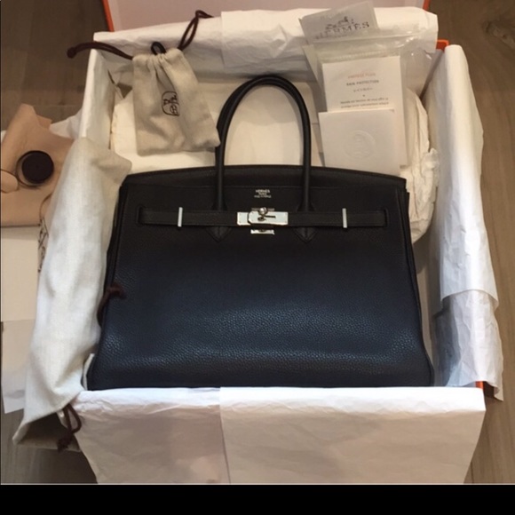 Hermes Handbags - Hermes birkin 35 cm black togo leather.